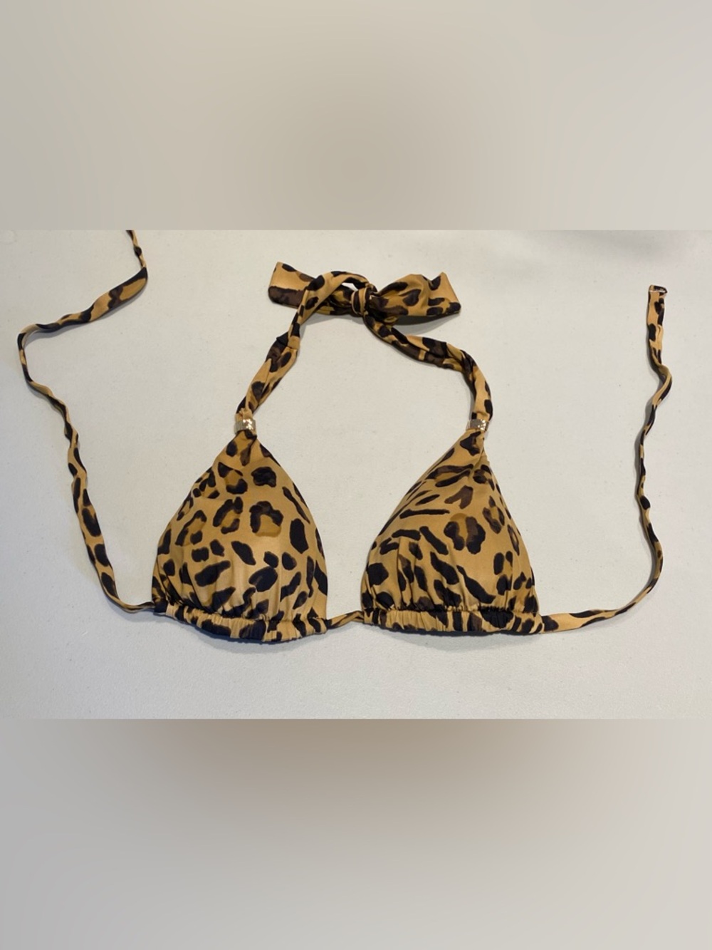 Lauren Ralph Lauren Leopard Print Triangle Bikini Top, size 8, NWT